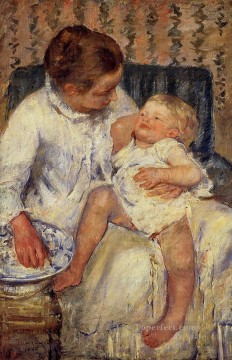 The Childs Bath mothers children Mary Cassatt Oil Paintings
